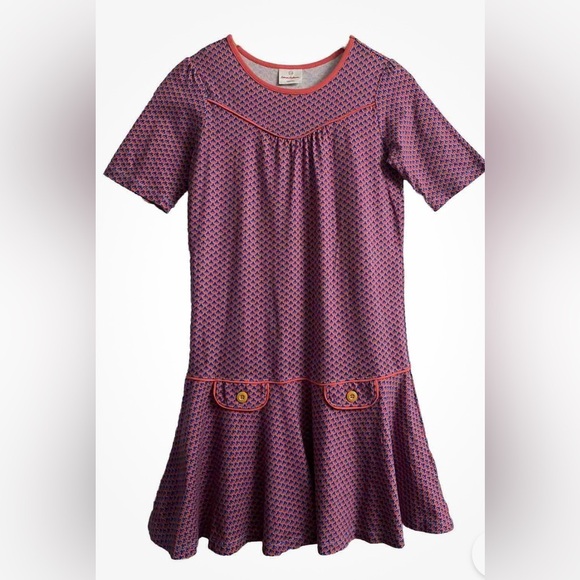 Hanna Andersson Girls Dress 130 (US 8) Purple Pink Owl Print Cotton Drop Waist - Picture 1 of 8